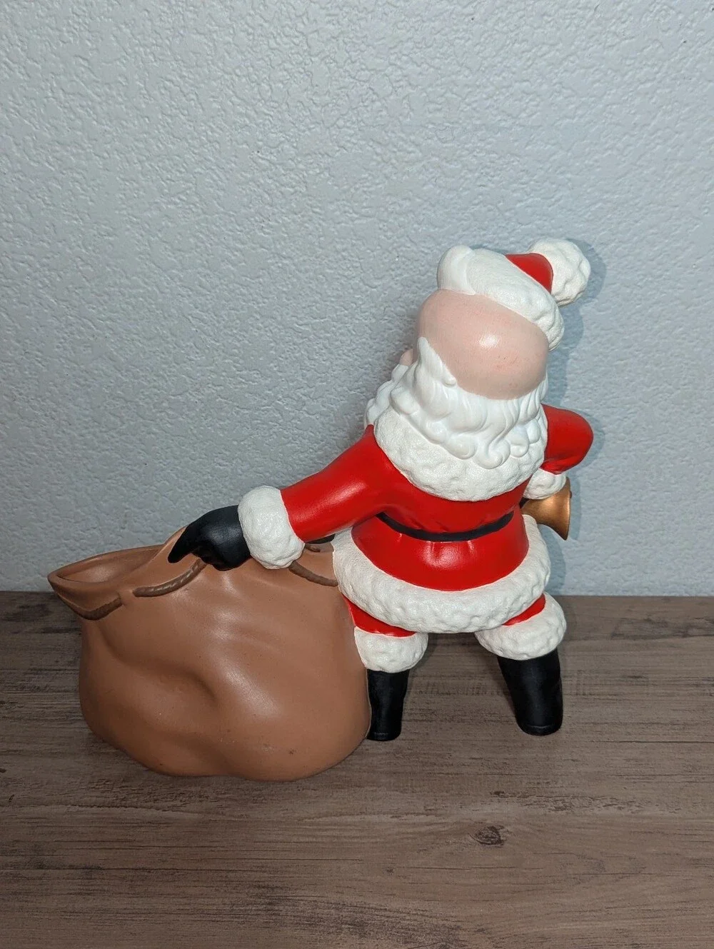 Vintage Ceramic Santa Claus Toy Bag Planter Figurine